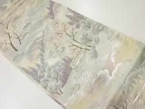 アンティーク　樹木風景模様織出し袋帯（材料）
